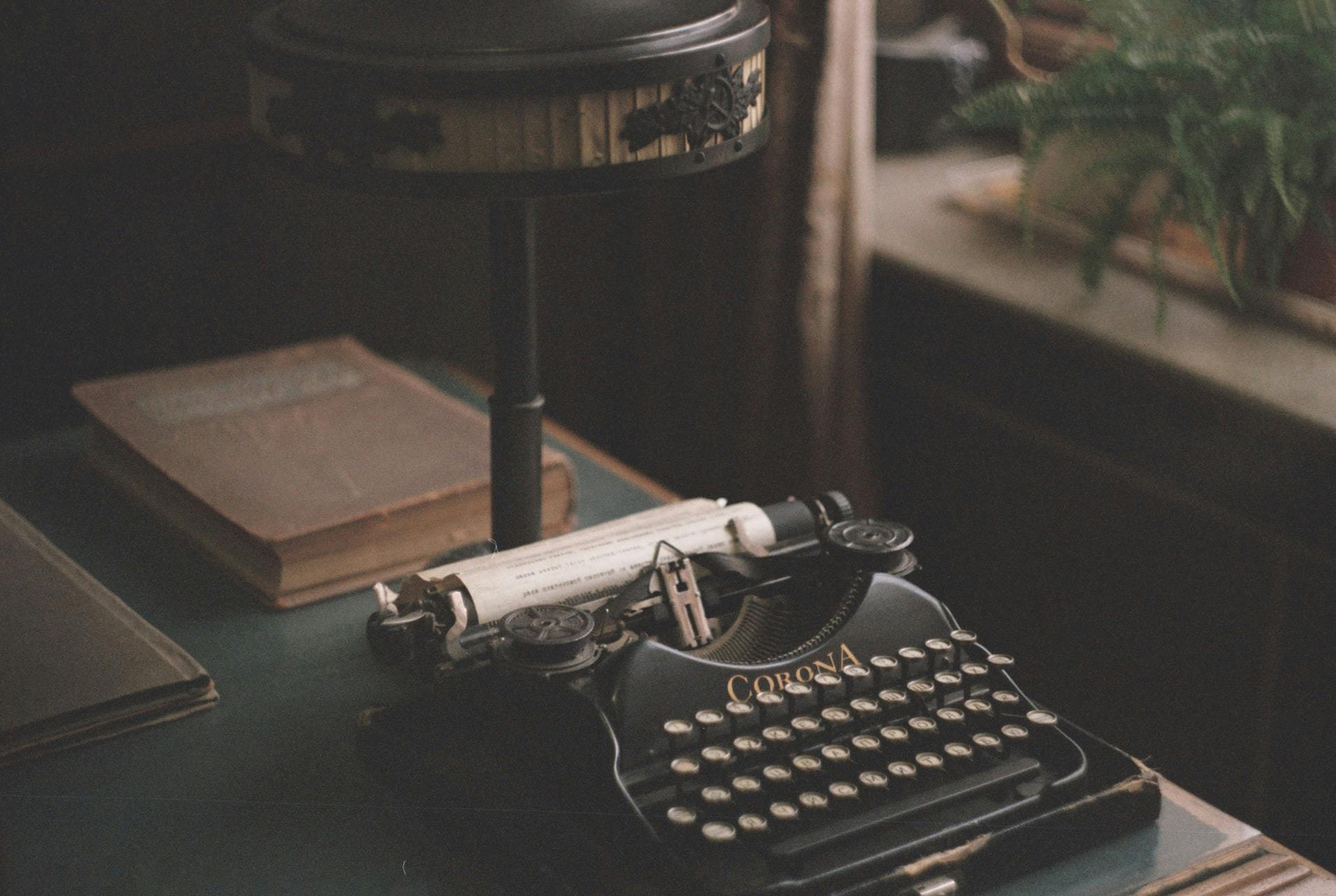 old typewriter in moody setting