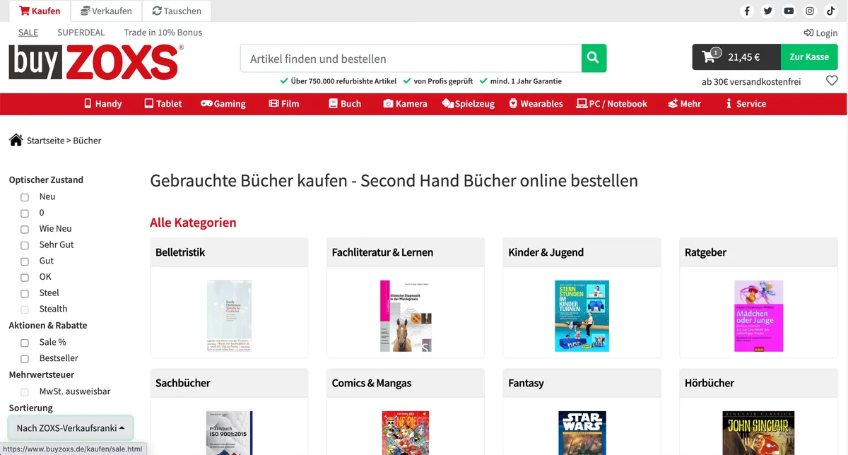 buyZoxs webseite